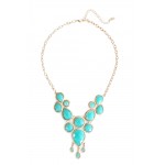 Turquoise Faceted Teardrop Cluster Neckace